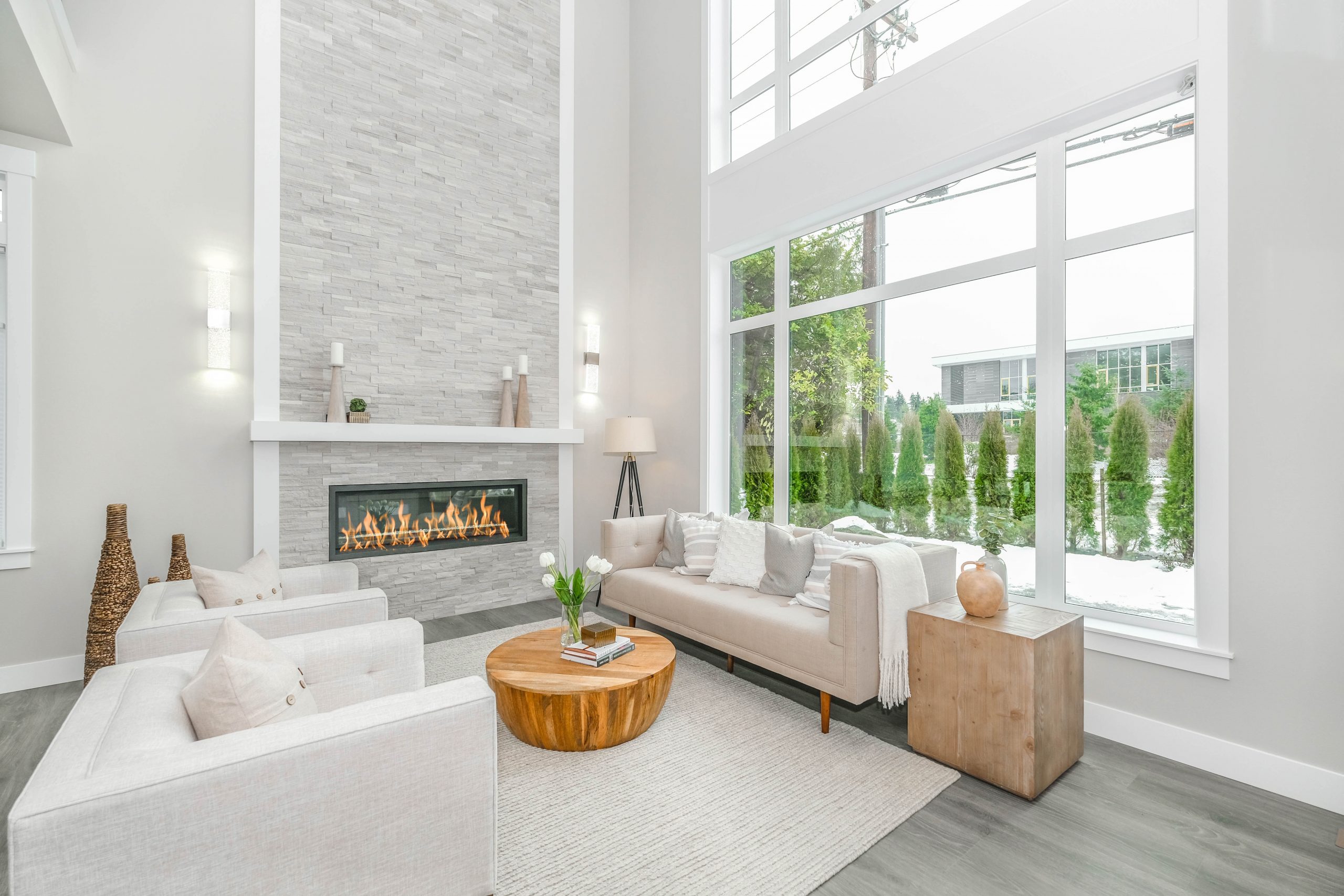 Open Living Room with Fireplace